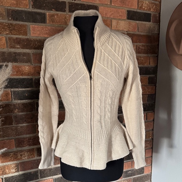 ANTONIO MELANI Sweaters - ANTONIO MELANI Cream Zip‎ Up Sweater